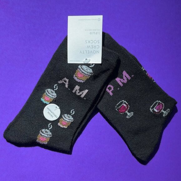 AM Coffee PM Wine Socks - Picture 3 of 5